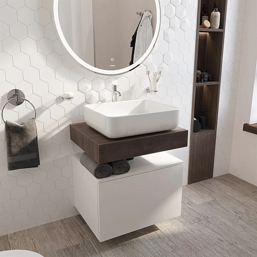 Комплект мебели STWORKI Ольборг 60 столешница дуб карпентер, без отверстий, с тумбой 60, с раковиной 489241 Комплект мебели STWORKI Ольборг 60 столешница дуб карпентер, без отверстий, с тумбой 60, с раковиной 489241