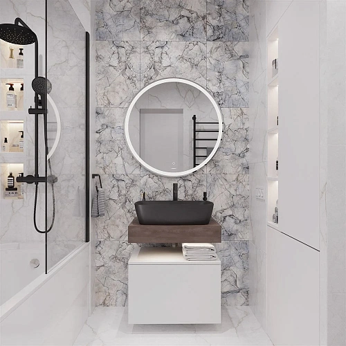 Комплект мебели STWORKI Ольборг 60 столешница дуб карпентер, без отверстий, с тумбой 60, с раковиной 542610 Комплект мебели STWORKI Ольборг 60 столешница дуб карпентер, без отверстий, с тумбой 60, с раковиной 542610