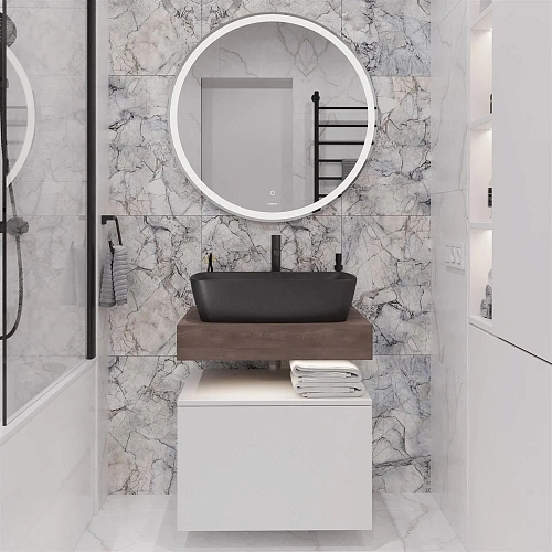 Комплект мебели STWORKI Ольборг 60 столешница дуб карпентер, без отверстий, с тумбой 60, с раковиной 542610 Комплект мебели STWORKI Ольборг 60 столешница дуб карпентер, без отверстий, с тумбой 60, с раковиной 542610