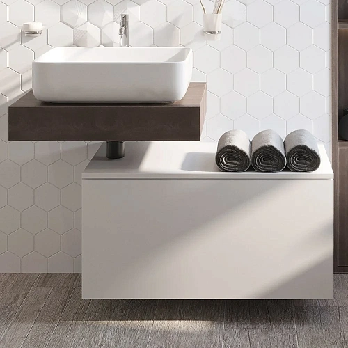 Комплект мебели STWORKI Ольборг 60 столешница дуб карпентер, без отверстий, с тумбой 80, с раковиной 489274 Комплект мебели STWORKI Ольборг 60 столешница дуб карпентер, без отверстий, с тумбой 80, с раковиной 489274