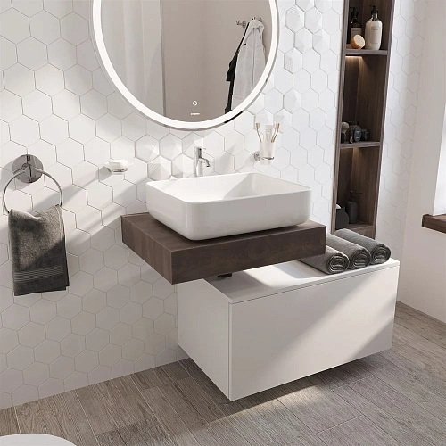 Комплект мебели STWORKI Ольборг 60 столешница дуб карпентер, без отверстий, с тумбой 80, с раковиной 489274 Комплект мебели STWORKI Ольборг 60 столешница дуб карпентер, без отверстий, с тумбой 80, с раковиной 489274