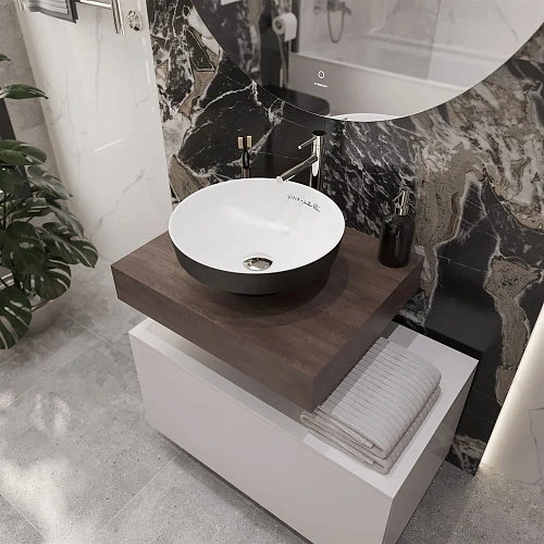 Комплект мебели STWORKI Ольборг 60 столешница дуб карпентер, без отверстий, с тумбой 80, с раковиной 536696 Комплект мебели STWORKI Ольборг 60 столешница дуб карпентер, без отверстий, с тумбой 80, с раковиной 536696