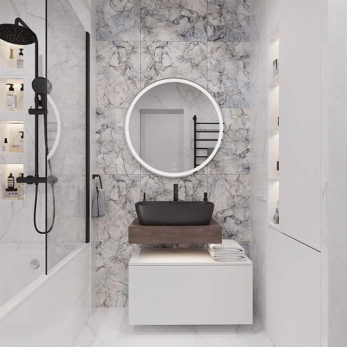 Комплект мебели STWORKI Ольборг 60 столешница дуб карпентер, без отверстий, с тумбой 80, с раковиной 542616 Комплект мебели STWORKI Ольборг 60 столешница дуб карпентер, без отверстий, с тумбой 80, с раковиной 542616