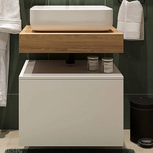 Комплект мебели STWORKI Ольборг 60 столешница дуб французский, без отверстий, с тумбой 60, с раковин 488936 Комплект мебели STWORKI Ольборг 60 столешница дуб французский, без отверстий, с тумбой 60, с раковин 488936