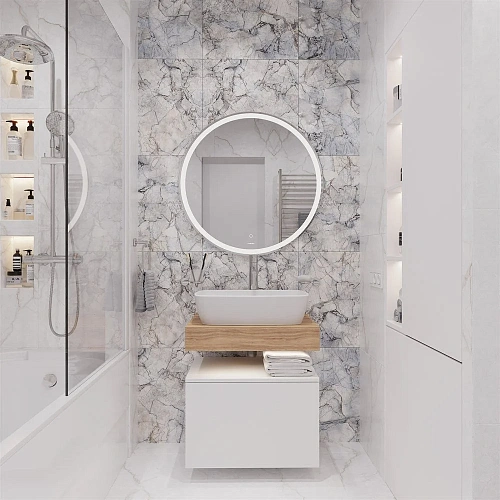 Комплект мебели STWORKI Ольборг 60 столешница дуб французский, без отверстий, с тумбой 60, с раковин 536112 Комплект мебели STWORKI Ольборг 60 столешница дуб французский, без отверстий, с тумбой 60, с раковин 536112