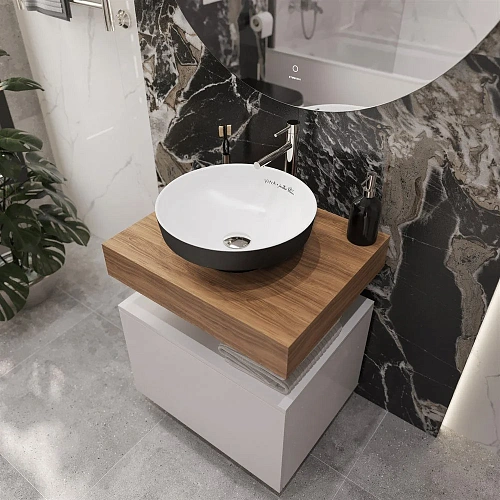 Комплект мебели STWORKI Ольборг 60 столешница дуб французский, без отверстий, с тумбой 60, с раковин 536580 Комплект мебели STWORKI Ольборг 60 столешница дуб французский, без отверстий, с тумбой 60, с раковин 536580