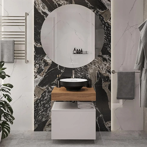 Комплект мебели STWORKI Ольборг 60 столешница дуб французский, без отверстий, с тумбой 60, с раковин 536580 Комплект мебели STWORKI Ольборг 60 столешница дуб французский, без отверстий, с тумбой 60, с раковин 536580