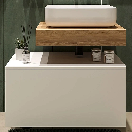 Комплект мебели STWORKI Ольборг 60 столешница дуб французский, без отверстий, с тумбой 80, с раковин 488967 Комплект мебели STWORKI Ольборг 60 столешница дуб французский, без отверстий, с тумбой 80, с раковин 488967