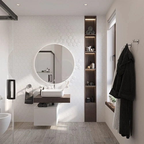 Комплект мебели STWORKI Ольборг 80 столешница дуб карпентер, без отверстий, с тумбой 50, с раковиной 489280 Комплект мебели STWORKI Ольборг 80 столешница дуб карпентер, без отверстий, с тумбой 50, с раковиной 489280