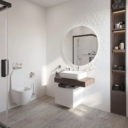 Комплект мебели STWORKI Ольборг 80 столешница дуб карпентер, без отверстий, с тумбой 50, с раковиной 489280 Комплект мебели STWORKI Ольборг 80 столешница дуб карпентер, без отверстий, с тумбой 50, с раковиной 489280