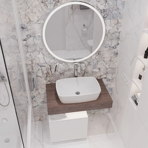 Комплект мебели STWORKI Ольборг 80 столешница дуб карпентер, без отверстий, с тумбой 50, с раковиной 536431 Комплект мебели STWORKI Ольборг 80 столешница дуб карпентер, без отверстий, с тумбой 50, с раковиной 536431