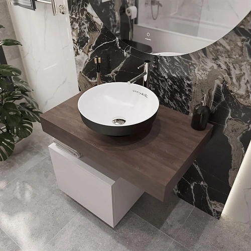 Комплект мебели STWORKI Ольборг 80 столешница дуб карпентер, без отверстий, с тумбой 50, с раковиной 536700 Комплект мебели STWORKI Ольборг 80 столешница дуб карпентер, без отверстий, с тумбой 50, с раковиной 536700