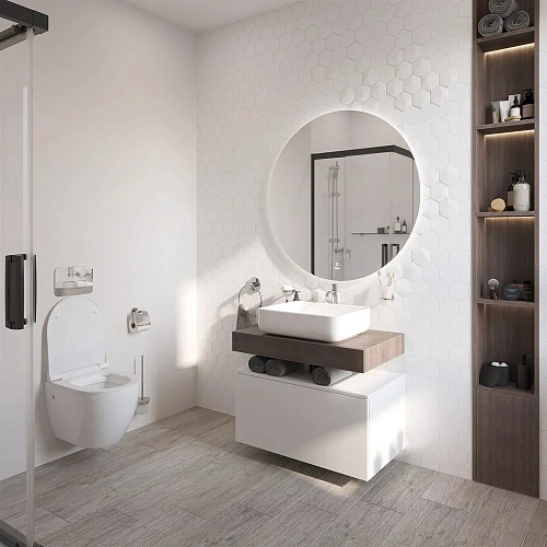 Комплект мебели STWORKI Ольборг 80 столешница дуб карпентер, без отверстий, с тумбой 80, с раковиной 489285 Комплект мебели STWORKI Ольборг 80 столешница дуб карпентер, без отверстий, с тумбой 80, с раковиной 489285