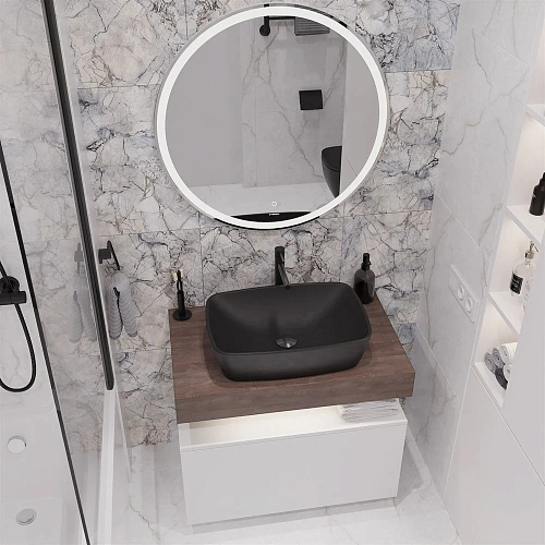 Комплект мебели STWORKI Ольборг 80 столешница дуб карпентер, без отверстий, с тумбой 80, с раковиной 542627 Комплект мебели STWORKI Ольборг 80 столешница дуб карпентер, без отверстий, с тумбой 80, с раковиной 542627