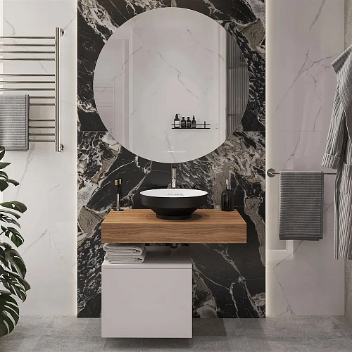 Комплект мебели STWORKI Ольборг 80 столешница дуб французский, без отверстий, с тумбой 50, с раковин 536608 Комплект мебели STWORKI Ольборг 80 столешница дуб французский, без отверстий, с тумбой 50, с раковин 536608