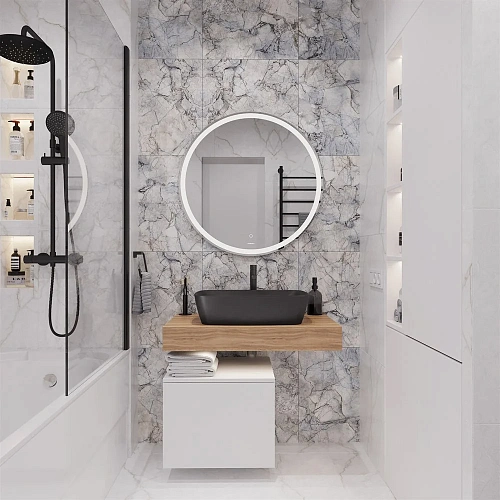 Комплект мебели STWORKI Ольборг 80 столешница дуб французский, без отверстий, с тумбой 50, с раковин 542485 Комплект мебели STWORKI Ольборг 80 столешница дуб французский, без отверстий, с тумбой 50, с раковин 542485