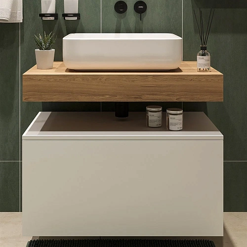 Комплект мебели STWORKI Ольборг 80 столешница дуб французский, без отверстий, с тумбой 80, с раковин 489093 Комплект мебели STWORKI Ольборг 80 столешница дуб французский, без отверстий, с тумбой 80, с раковин 489093