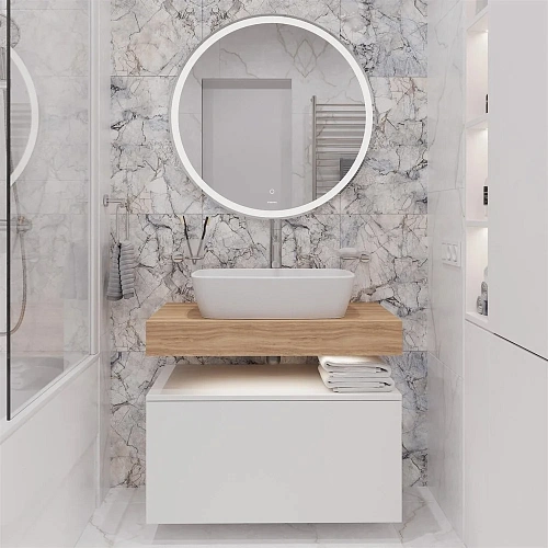 Комплект мебели STWORKI Ольборг 80 столешница дуб французский, без отверстий, с тумбой 80, с раковин 536142 Комплект мебели STWORKI Ольборг 80 столешница дуб французский, без отверстий, с тумбой 80, с раковин 536142