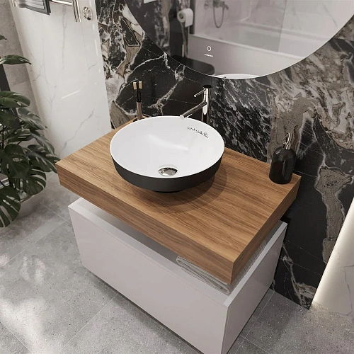 Комплект мебели STWORKI Ольборг 80 столешница дуб французский, без отверстий, с тумбой 80, с раковин 536614 Комплект мебели STWORKI Ольборг 80 столешница дуб французский, без отверстий, с тумбой 80, с раковин 536614