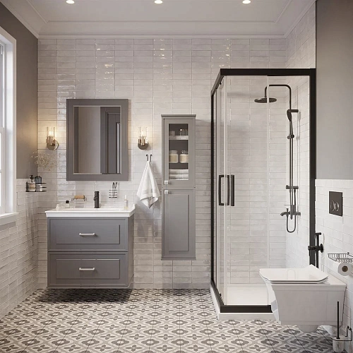 Комплект мебели STWORKI Хадстен 80 cерая, в стиле прованс, подвесная, российская (гарнитур, комплект 540921 Комплект мебели STWORKI Хадстен 80 cерая, в стиле прованс, подвесная, российская (гарнитур, комплект 540921