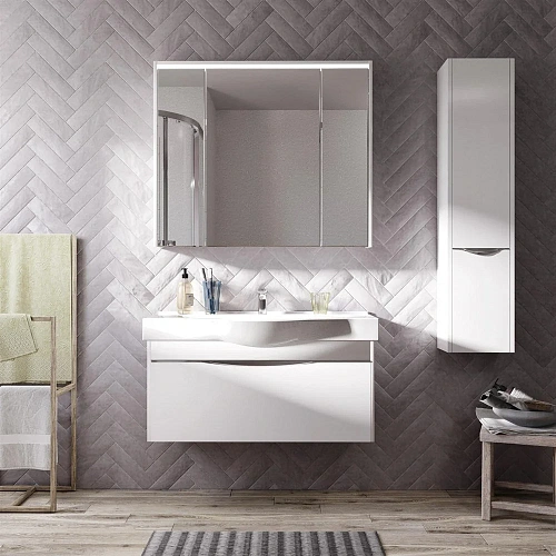 Комплект мебели STWORKI Хельсинки 100 белая, подвесная, в современном стиле, российская (гарнитур, к 411900 Комплект мебели STWORKI Хельсинки 100 белая, подвесная, в современном стиле, российская (гарнитур, к 411900