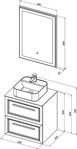 Комплект мебели STWORKI Эстерсунд 60 белая матовая, простоун беж 459683 Комплект мебели STWORKI Эстерсунд 60 белая матовая, простоун беж 459683