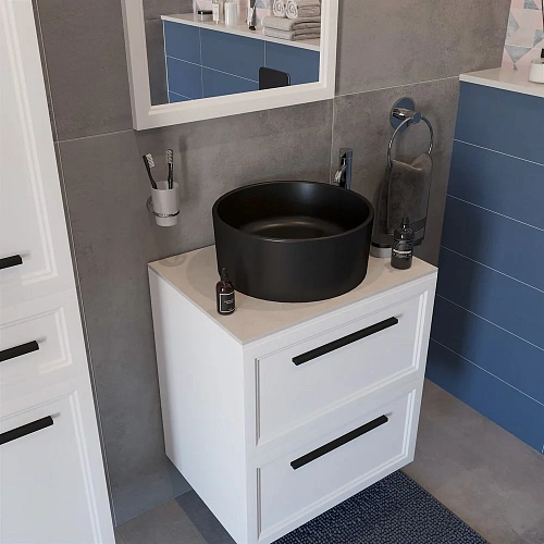 Комплект мебели STWORKI Эстерсунд 60 белая матовая, простоун беж, с раковиной на выбор 548192 Комплект мебели STWORKI Эстерсунд 60 белая матовая, простоун беж, с раковиной на выбор 548192