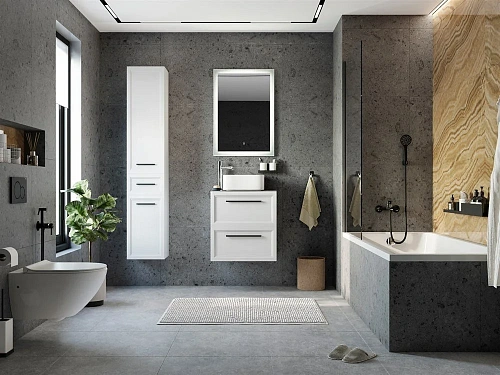 Комплект мебели STWORKI Эстерсунд 60 белая матовая, роверелла с отверстием под смеситель в столешниц 459727 Комплект мебели STWORKI Эстерсунд 60 белая матовая, роверелла с отверстием под смеситель в столешниц 459727