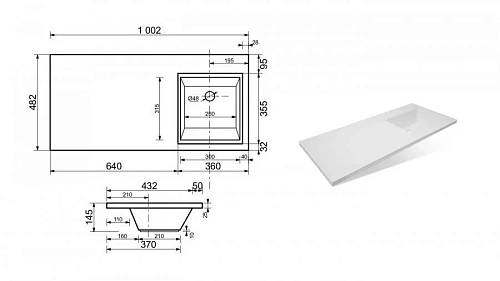Комплект мебели Эстет Dallas Luxe 100 R напольный 2 ящика белый ФР-00002316/ФР-00001954 Комплект мебели Эстет Dallas Luxe 100 R напольный 2 ящика белый ФР-00002316/ФР-00001954