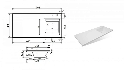Комплект мебели Эстет Dallas Luxe 100 R напольный 3 ящика белый ФР-00002318/ФР-00001954 Комплект мебели Эстет Dallas Luxe 100 R напольный 3 ящика белый ФР-00002318/ФР-00001954