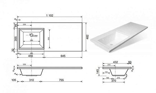 Комплект мебели Эстет Dallas Luxe 110 L напольный 2 ящика белый ФР-00001965/ФР-00001954 Комплект мебели Эстет Dallas Luxe 110 L напольный 2 ящика белый ФР-00001965/ФР-00001954