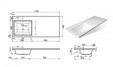 Комплект мебели Эстет Dallas Luxe 110 L подвесной 2 ящика белый ФР-00002020/ФР-00001954 Комплект мебели Эстет Dallas Luxe 110 L подвесной 2 ящика белый ФР-00002020/ФР-00001954