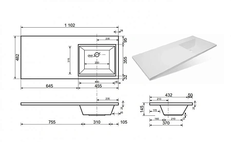 Комплект мебели Эстет Dallas Luxe 110 R подвесной 1 ящик белый ФР-00002024/ФР-00001954 Комплект мебели Эстет Dallas Luxe 110 R подвесной 1 ящик белый ФР-00002024/ФР-00001954