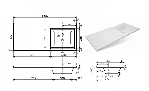 Комплект мебели Эстет Dallas Luxe 110 R подвесной 1 ящик белый ФР-00002024/ФР-00001954 Комплект мебели Эстет Dallas Luxe 110 R подвесной 1 ящик белый ФР-00002024/ФР-00001954