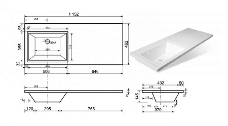 Комплект мебели Эстет Dallas Luxe 115 L напольный 2 ящика белый ФР-00002298/ФР-00001954 Комплект мебели Эстет Dallas Luxe 115 L напольный 2 ящика белый ФР-00002298/ФР-00001954