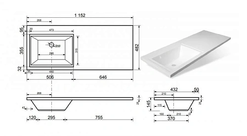 Комплект мебели Эстет Dallas Luxe 115 L напольный 3 ящика белый ФР-00002300/ФР-00001954 Комплект мебели Эстет Dallas Luxe 115 L напольный 3 ящика белый ФР-00002300/ФР-00001954