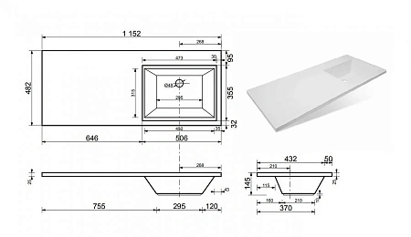 Комплект мебели Эстет Dallas Luxe 115 R подвесной 1 длинный ящик белый ФР-00002303/ФР-00001953 Комплект мебели Эстет Dallas Luxe 115 R подвесной 1 длинный ящик белый ФР-00002303/ФР-00001953