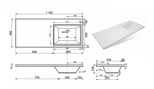 Комплект мебели Эстет Dallas Luxe 115 R подвесной 1 длинный ящик белый ФР-00002303/ФР-00001953 Комплект мебели Эстет Dallas Luxe 115 R подвесной 1 длинный ящик белый ФР-00002303/ФР-00001953