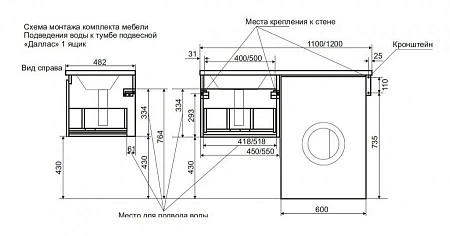 Комплект мебели Эстет Dallas Luxe 120 L подвесной 1 ящик белый ФР-00001925/ФР-00001953 Комплект мебели Эстет Dallas Luxe 120 L подвесной 1 ящик белый ФР-00001925/ФР-00001953