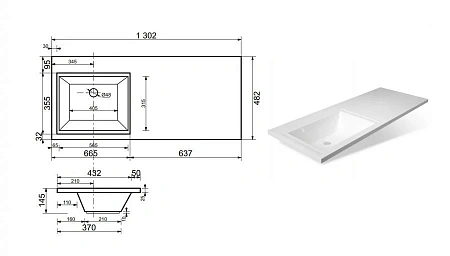 Комплект мебели Эстет Dallas Luxe 130 L напольный 3 ящика белый ФР-00002270/ФР-00001953 Комплект мебели Эстет Dallas Luxe 130 L напольный 3 ящика белый ФР-00002270/ФР-00001953