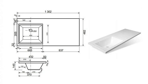 Комплект мебели Эстет Dallas Luxe 130 L напольный 3 ящика белый ФР-00002270/ФР-00001953 Комплект мебели Эстет Dallas Luxe 130 L напольный 3 ящика белый ФР-00002270/ФР-00001953