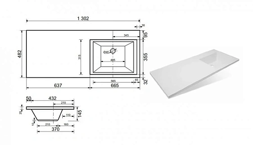 Комплект мебели Эстет Dallas Luxe 130 R напольный 2 ящика белый ФР-00002268/ФР-00001953 Комплект мебели Эстет Dallas Luxe 130 R напольный 2 ящика белый ФР-00002268/ФР-00001953