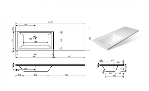 Комплект мебели Эстет Dallas Luxe 140 L напольный 2 ящика белый ФР-00002519/ФР-00001953 Комплект мебели Эстет Dallas Luxe 140 L напольный 2 ящика белый ФР-00002519/ФР-00001953