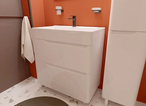 Комплект мебели Эстет Kare Luxe 80 напольный 2 ящика белый ФР-00006003/ФР-00005719 Комплект мебели Эстет Kare Luxe 80 напольный 2 ящика белый ФР-00006003/ФР-00005719