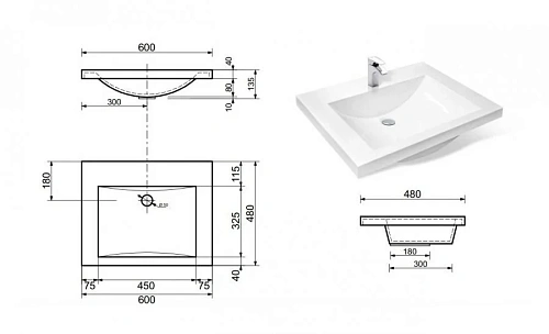 Комплект мебели Эстет Monaco 60 напольный 3 ящика белый ФР-00002264/ФР-00002153 Комплект мебели Эстет Monaco 60 напольный 3 ящика белый ФР-00002264/ФР-00002153
