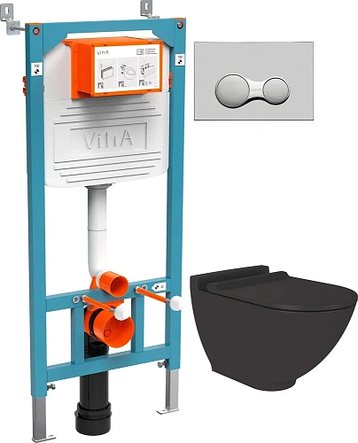 Комплект Унитаз подвесной STWORKI Rotenburg SWH52 безободковый +Инсталляция VitrA 800-2010 с кнопкой 534879 Комплект Унитаз подвесной STWORKI Rotenburg SWH52 безободковый +Инсталляция VitrA 800-2010 с кнопкой 534879