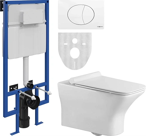 Комплект Унитаз подвесной STWORKI Вестерос VS-01up безободковый + Система инсталляции для унитазов S 555097 Комплект Унитаз подвесной STWORKI Вестерос VS-01up безободковый + Система инсталляции для унитазов S 555097