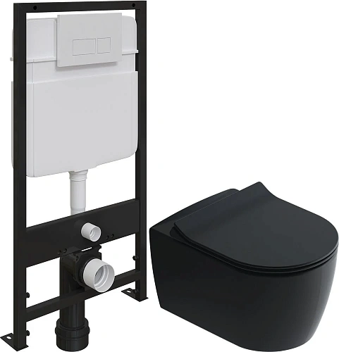 Комплект Унитаз подвесной STWORKI Ноттвиль SETK3104-2616 безободковый, с микролифтом, черный + Систе 587706 Комплект Унитаз подвесной STWORKI Ноттвиль SETK3104-2616 безободковый, с микролифтом, черный + Систе 587706