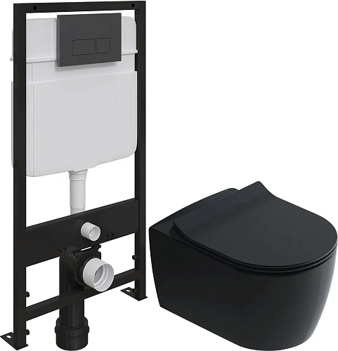 Комплект Унитаз подвесной STWORKI Ноттвиль SETK3104-2616 безободковый, с микролифтом, черный + Систе 587747 Комплект Унитаз подвесной STWORKI Ноттвиль SETK3104-2616 безободковый, с микролифтом, черный + Систе 587747