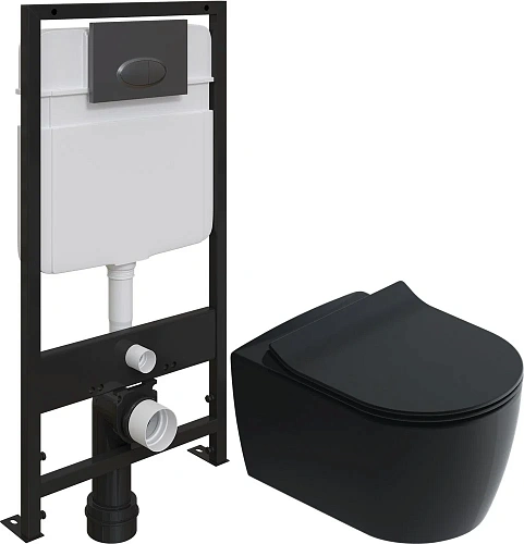 Комплект Унитаз подвесной STWORKI Ноттвиль SETK3104-2616 безободковый, с микролифтом, черный + Систе 587778 Комплект Унитаз подвесной STWORKI Ноттвиль SETK3104-2616 безободковый, с микролифтом, черный + Систе 587778